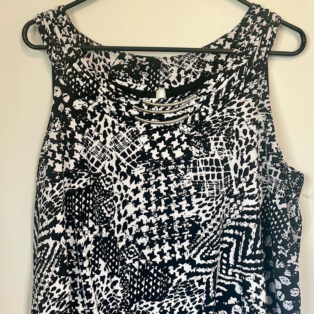 Style & Co. Black and White Geometric Wide Leg Jumpsuit - Size: 2X - Picture 2 of 9